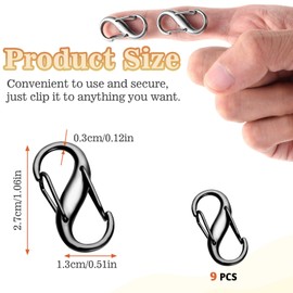 COMNICO Zipper Lock Clips, 9 PCS Alloy Double Opening Theft Deterrent Zipper Pull Replacement, Broken Zipper Fix Repair Slider Backpack Carabiner Clip (Dark Gray)