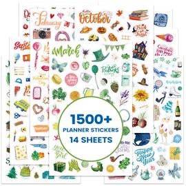 Planner Stickers - Calendar Stickers for Celebration and Decoration, 12 Monthly Festival Theme Sticker for Adults Planner, for Festival Events, Daily Tasks(14 Sheets, 1500+ Sticker Per Pack)
