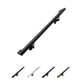 Modern Aluminum Handrail Grab Bar Kit, Adjustable Steel Brackets Included, Returns to Wall, Powder Coated Finish (Black, 3 Foot Handrail Set)