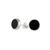 Sterling Silver Round Black Onyx Stud Earrings - Flat 9mm