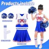 LOLANTA Girls’ Red & Blue Cheerleader Costume, Including Poms, Socks,