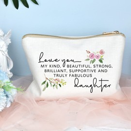 Daughter Gifts Makeup Bag Daughter Gifts from Mom and Dad Inspirational Gifts for Girl Birthday Gift for Women Floral Cosmetic Bag Graduation Gifts Daughter in Law Gifts