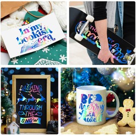 WRAPXPERT Holographic Vinyl Blue, Holographic Permanent Vinyl Blue Glossy 12" x 5ft,Chrome No Bubble Iridescent Vinyl for DIY Craft Decal