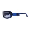 Retro Shield Narrow Rectangle Flat Top Plastic Sunglasses Blue -