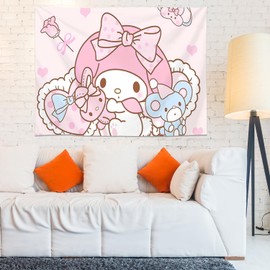 Cartoon Kitty Birthday Party Supplies Backdrop, Cute Banner Party Decorations Living Room Tapestry for Bedroom Photography Background (TA-NEW-MEI-a-2410)