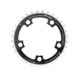 Spécialités TA Compact 94pcd 5 Arm 9 Speed Chainring, Black, Middle 38T