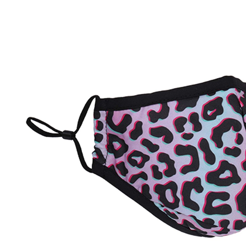 Reusable washable 3 layers cotton cloth - grey - leopard