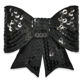 Expo International Bow Dimensional Iron-on Sequin Patches/Appliques, Black
