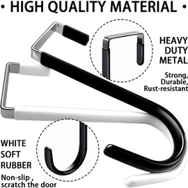 Over The Door Hooks - Duty Door Hooks for Hanging Towels, Coats Bags Clothes Bathroom Kitchen Starter Garland Hook, Rustproof Anti-Scratch Over 𝘿𝙤𝙤𝙧 Hangers 𝙃𝙤𝙤𝙠𝙨(Fits Widths Up to 3.7cm)