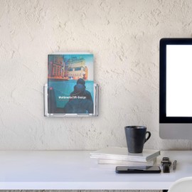 Relaxdays Flyer Stand, Flyer Stand DIN A5, Acrylic, 1 Compartment, for Standing and Hanging, Wall Brochure Holder, Transparent