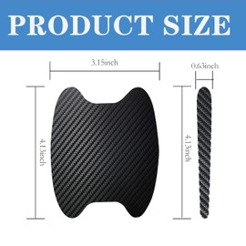 Damwot 8PCS Car Door Handle Sticker, Carbon Fiber Anti-Scratches Car Door Handle Protector, Universal Waterproof Car Door Handle Cup Paint Guard Protective Films, Car Protection Accessories (Black)