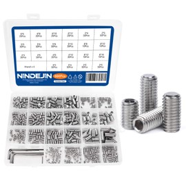 NINDEJIN Pack of 666 Grub Screws Hex Head Allen Screws Assortment, M2 M3 M4 M5 M6 M8 Grub Screws with Wrench, Hex Screws for Door Handles Taps Knobs Holders