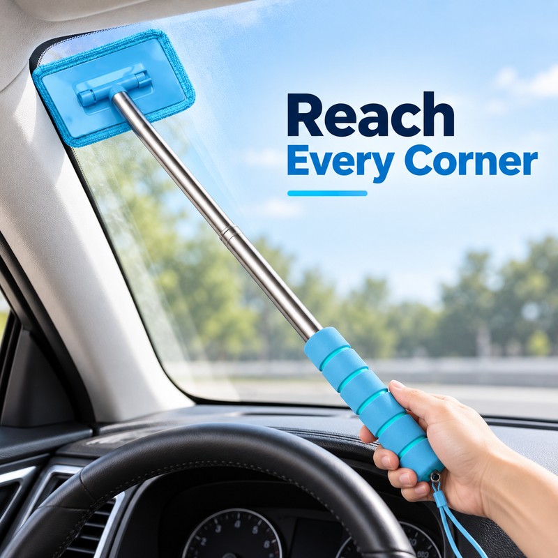Telescopic Car Windshield Cleaner with Water Scraper – Long Handle