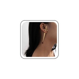 Wendalern Gothic Sword Stud Earrings Punk Dagger Earrings Gold Sword Drop Earrings Vintage Front Back Stud Earrings Jewelry for Women Girls