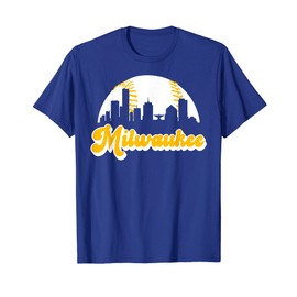Vintage Milwaukee Wisconsin Cityscape Baseball Skyline Merch T-Shirt