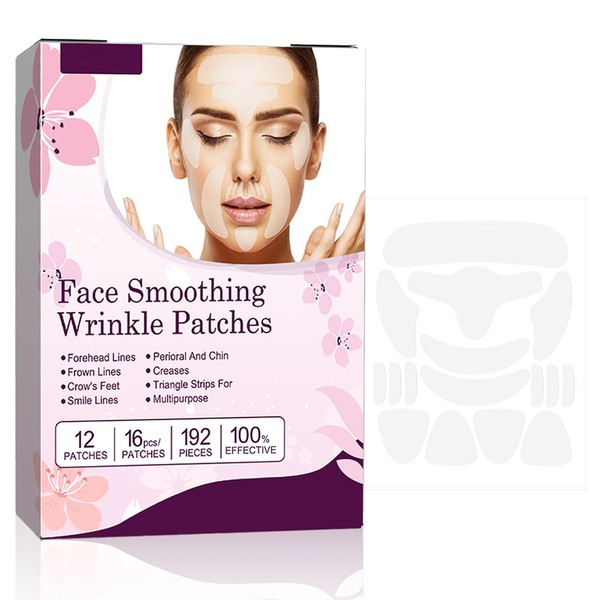 Soleneva 192 Stück Gesichtsfalten Entferner Streifen - Anti Falten Pflaster