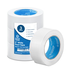 Spartan Industrial - 2" X 30 yd White Duct Tape - 3 Rolls of Water-Resistant Duct Tape for Outdoor and Indoor Use - No Residue, 9 Mil