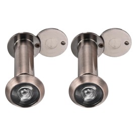 PATIKIL 9/16" Door Viewer Peephole 2Pcs 180-Degree Door Viewer Fits 2-3/16" to 3-3/4" Door Peep Hole with Rotating Privacy Cover for Home Office Hotel, Red Bronze