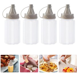 4 Stück weiße Kunststoff-Quetschflaschen, Mini-Saucen-Marmeladenquetschflasche, Ketchup-Honigflasche, Salatdressing-Behälter für Mittagessen, Grillen, Camping, Gewürze, Quetschflaschen, Geschirr