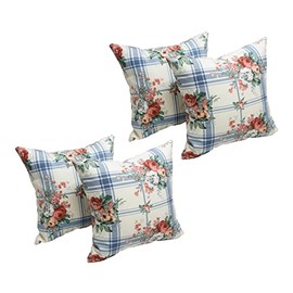 Blazing Needles Outdoor Floral Polyester Throw Pillow, 17", Rose Garden Picnic 4 Count