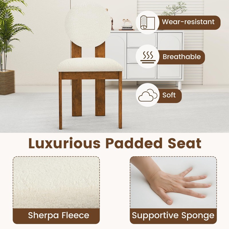 Giantex Sherpa Dining Chairs Set of 2, Mid Century Modern