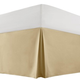 Heywaller 14 Inch Drop Bed Skirt Queen Size, Microfiber Tailored Style Bedskirt Elegant Pleated Design Platform Queen Bed Skirt, Camel