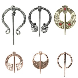 DURANTEY 6 Pieces Scarf Buckle Vintage Fibel Medieval Scarves Scarf Buckle/Brooch Medieval Antique Silver and Rose Gold Buckle for Scarf for Men Women Costume Accessories Viking Brooches