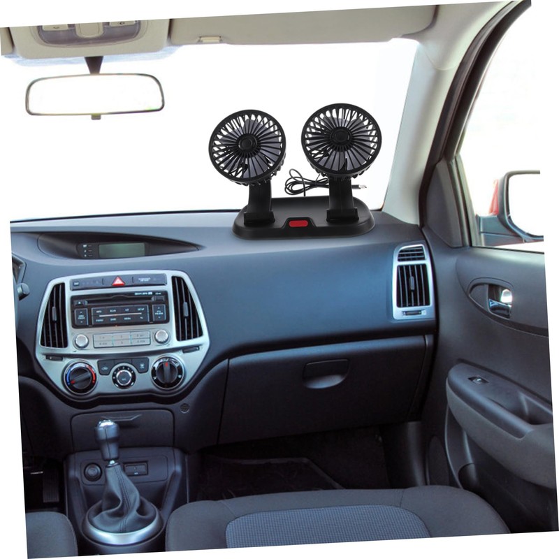 Mikinona Dual Head Car Fan Portable Vehicle Cooling Fan Rotatable