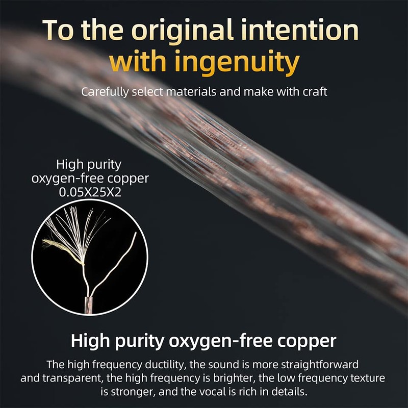 QZXYHYN 2Pin 0.75MM Oxygen-Free Copper Transparent Earphone Replacement Cable in-Ear