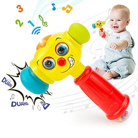 HOLA Juguetes para regalo de cumpleaños de niño de 1 año, juguete de martillo para bebés de 12 a 18 meses, juguetes musicales para niños pequeños de 1 a 2 años con luz intermitente, juguete de