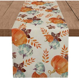Fall Table Runner Leaf Berry Autumn Harvest Thanksgiving Table Runners Holiday Dining Room Kitchen Table Party Decoration 13 x 36 Inch