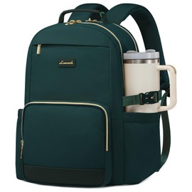 LOVEVOOK Laptop Backpack for Women with Pouch Pocket for Large Capacity Cup,17 Inch Laptop Computer Bag Travel Backpack Purse,Waterproof Work Business Backpack College Teacher Bags,Dark Green