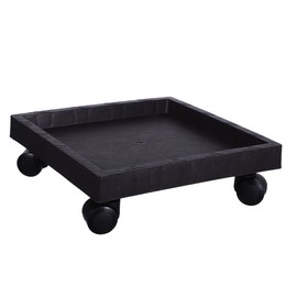 Cabilock Square Plant Stand Plant Saucer Tray with Wheels Pot Tray Caster Wheels (Black)