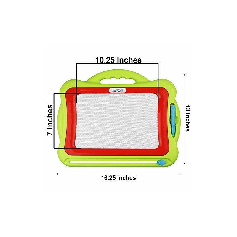 SciencePurchase Green Magnetic Drawing Doodle Board, Tethered Pen Writes in