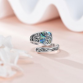 YAFEINI Tree of Life Spoon Rings 925 Sterling Silver Tree of Life Thumb Ring Celtic Knot Tree of Life Jewelry Gifts for Women (#7)
