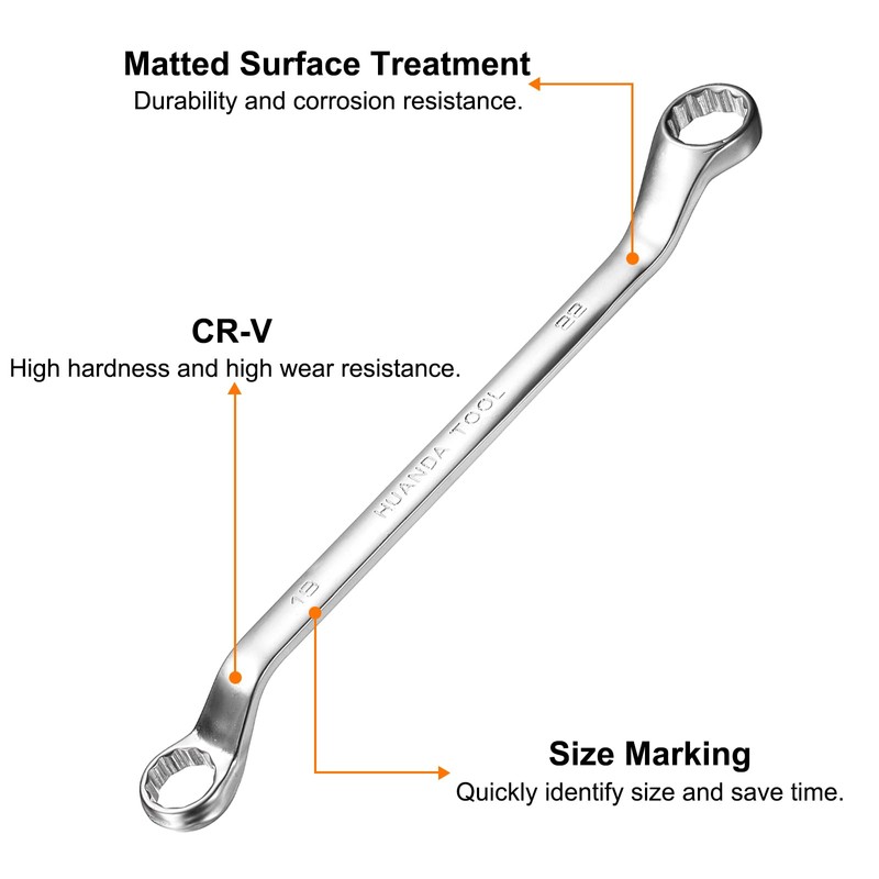 sourcing map 2pcs Offset Extra Long Box End Wrench 19