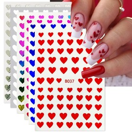 TailaiMei Heart Nail Stickers, Colorful Glitter Design Self-Adhesive Nail Art Decals for DIY Nail Decorations (511)