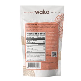 Waka Instant Green Tea Mix, Peach Flavored - 100% Tea Leaves, No Additives, Unsweetened Travel Size Tea Powder - Easy Quick Hot and Iced Teas, Up to 20 Cups (.45oz)