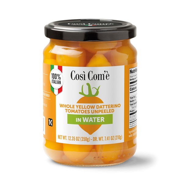 Così Com'è, Yellow Datterino Tomatoes unpeeled in water, 12.35 oz