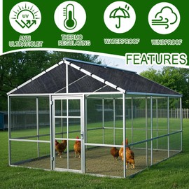 Black Chicken Coop Shade Cover, 11.5 * 6.6 FT UV 90% Shade Cloth with 20 Pcs Ball Bungees Cords, Chicken Cage Cover Chicken Run Sun Shade Mesh with Grommets for Outdoor Patio Garden Plants