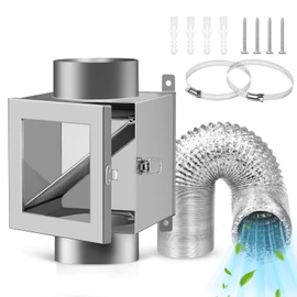 Metal Dryer Lint Trap, 4-Inch Dryer Lint Catcher for Clothes Dryer, Includes 6.5FT 4-Inch Dryer Vent Hose & 2 Stainless Steel Clamps, Easy to Install & Maintain (Metal)