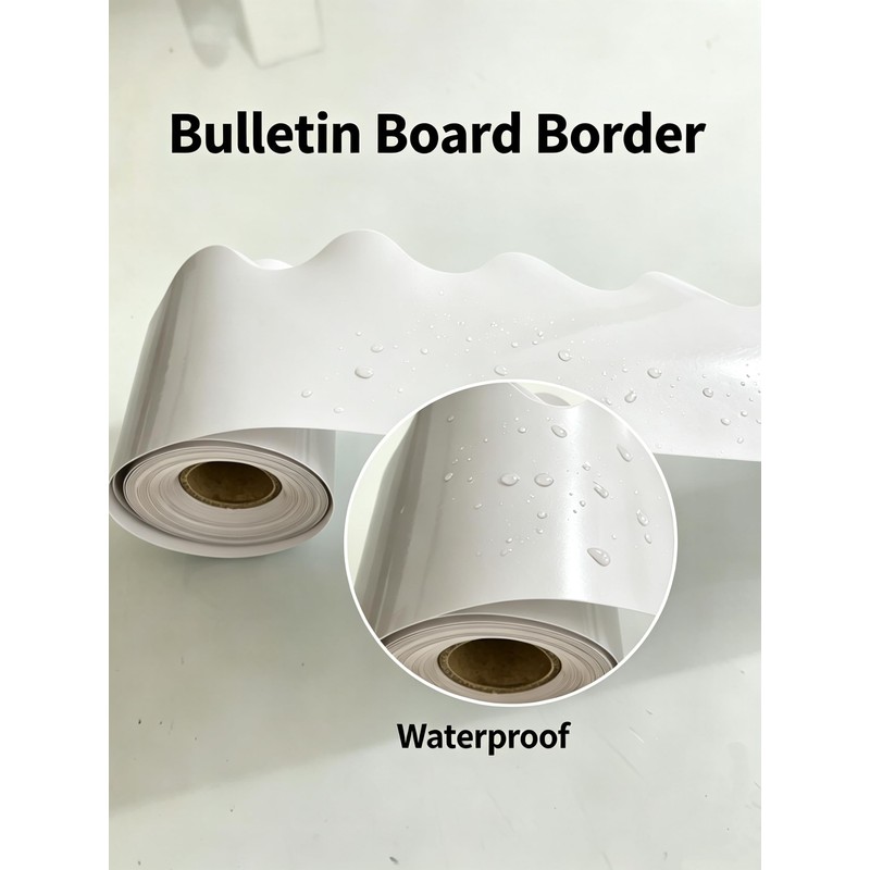 White Bulletin Board Borders Trim 32.8ft x 2.95",Durable Classroom,Office,Home,Party Decor,