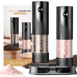 Electric Salt and Pepper Grinder Set - Rechargeable Automatic Salt and Pepper Shakers, Kitchen Appliances with External Adjustable Coarseness, Larger 