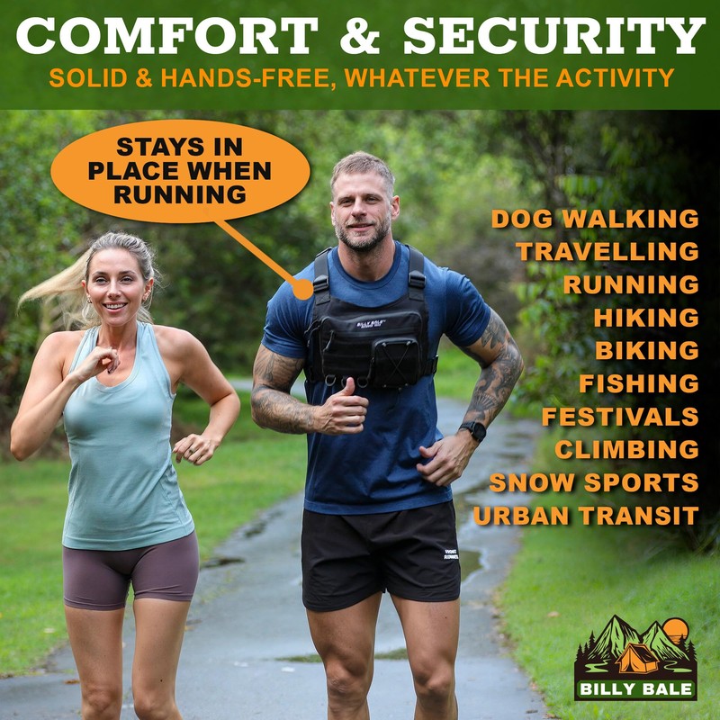 Billy Bale Sports Chest Bag – Lightweight, Outdoor Water-Resistant Adjustable