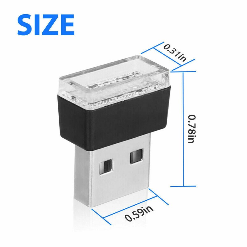 Lever3368 Blue Mini USB LED Car Accessories Interior Light Neon