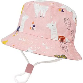 XYIYI Unisex Baby Toddler Sun Hat Children for 1-8 Years Boys Girls with Wide Brim, Pink Alpaca