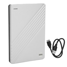 External Hard Drive Ultrathin 2.5 Inch USB 3.0 Aluminium Alloy Plug and Play Mobile Hard Disk for Computer TV Phone Silver 320GB
