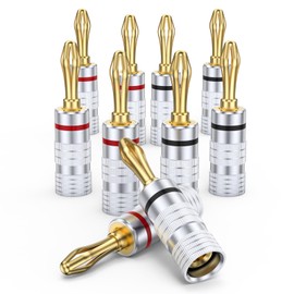 MOSWAG 5 Pairs Banana Plugs for Speaker Cable - 24K Gold Plated Banana Adapter Plugs