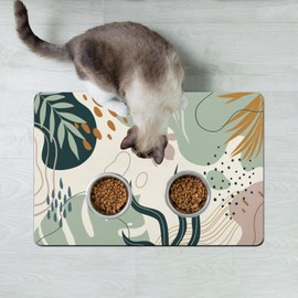 Dog Food Mats for Floors Absorbent, Cat Food Mat - Pet Cat Feeding Mat Quick Dry, Dog Bowl Mats for Water, Pet Supplies Feeding Placemat 16" x 24" Boho