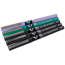Pilot V5 0.5 mm Liquid Ink Rollerball Pen, Pack of 5
